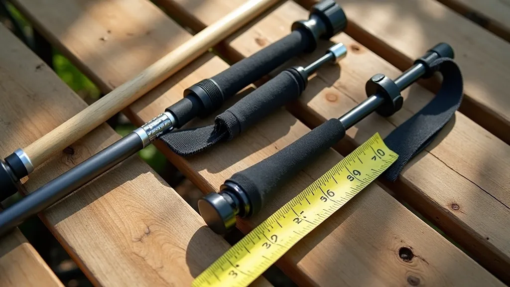 Walking pole measurement guide showing correct sizing for different heights