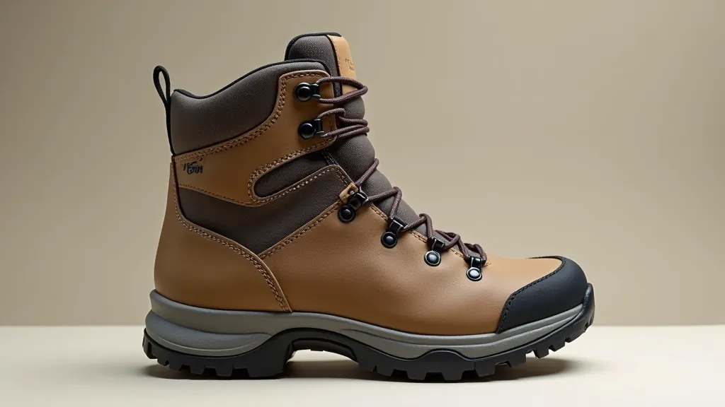 Side view of hiking boot showing ankle collar, midsole, and tread pattern