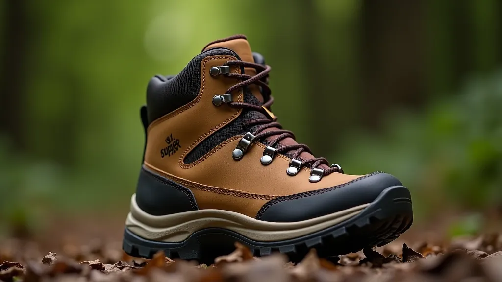 Hiking boot materials displayed showing leather, synthetic mesh, and waterproof membrane components