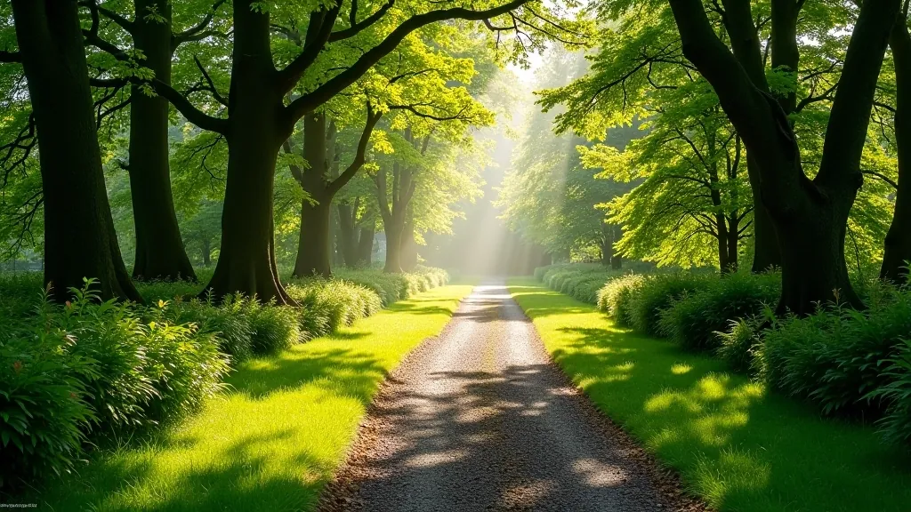 Peaceful forest trail in Tollymore Forest Park with gentle sunlight filtering through trees
